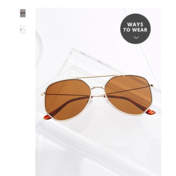 Textured Aviator Sunglasses. Gold - Picture 2 of 7